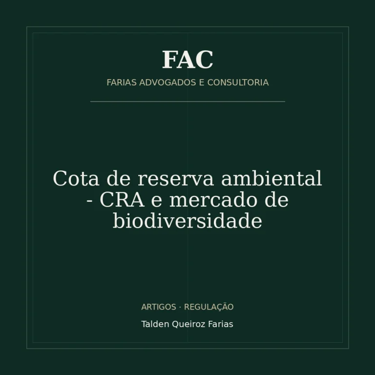 Cota de reserva ambiental - CRA e mercado de biodiversidade