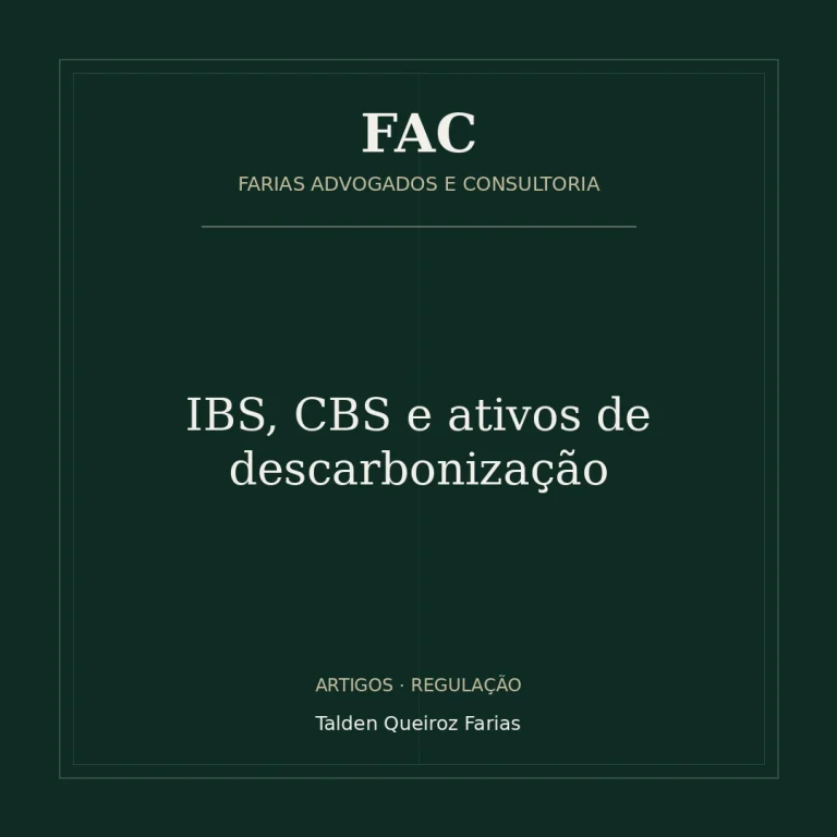 IBS, CBS e ativos de descarbonização