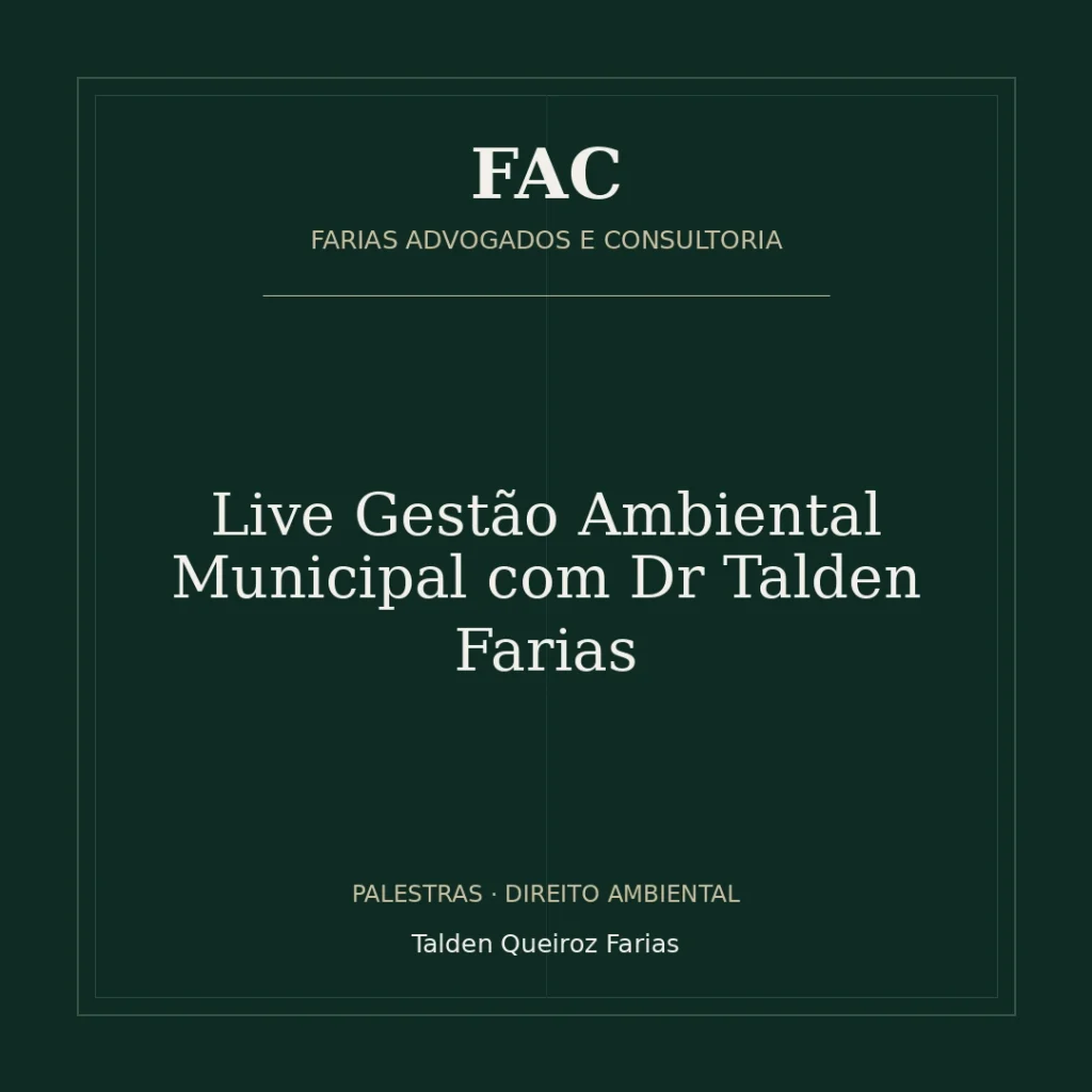 Live Gestão Ambiental Municipal com Dr Talden Farias
