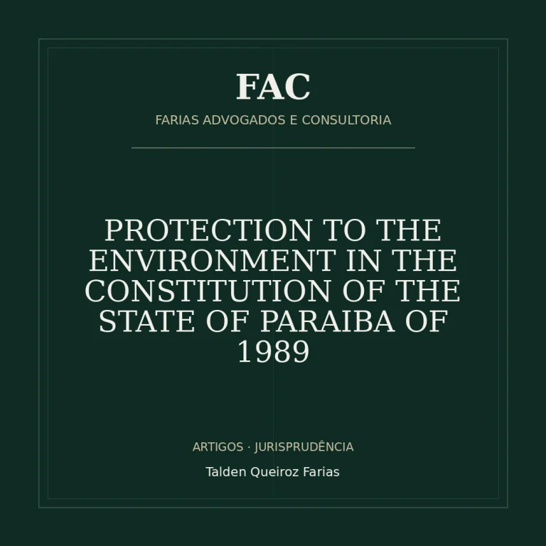 PROTECTION TO THE ENVIRONMENT IN THE CONSTITUTION OF THE STATE OF PARAIBA OF 1989