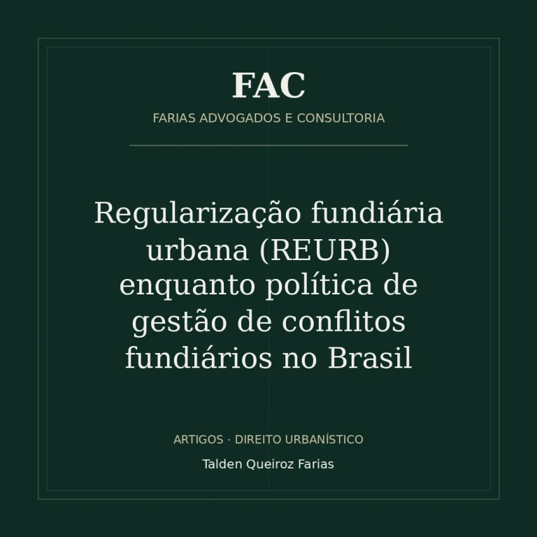 Regularização fundiária urbana (REURB) enquanto política de gestão de conflitos fundiários no Brasil
